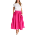 Falda Siberia Fucsia de REVES. Falda larga de color fucsia con cintura elástica y bolsillos laterales.